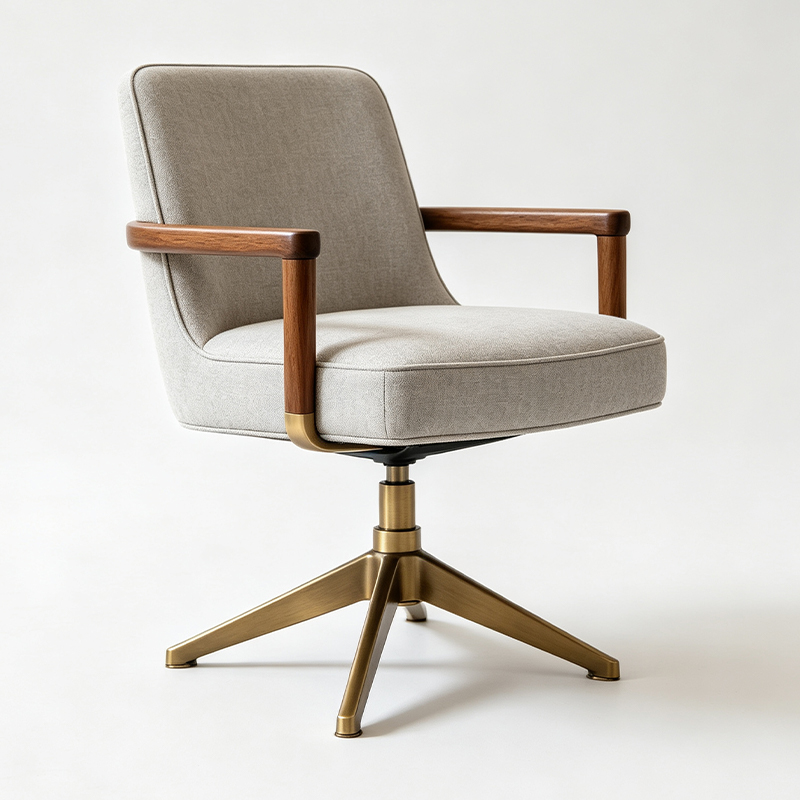 Walnut Armrest Swivel Hospitality Desk Chair