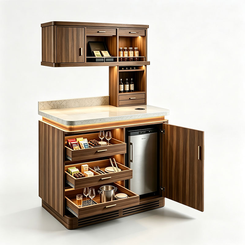 Dark Walnut Multifunctional Mini Bar Cabinet