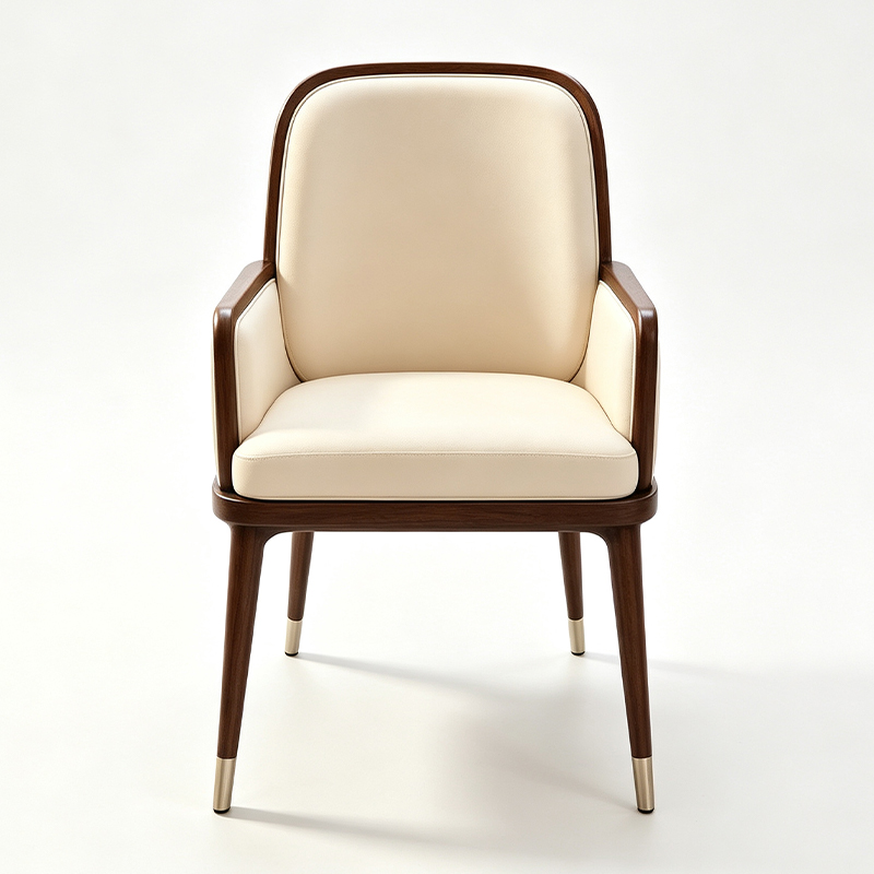 Curved Wood Frame Upholstered Dining Chair