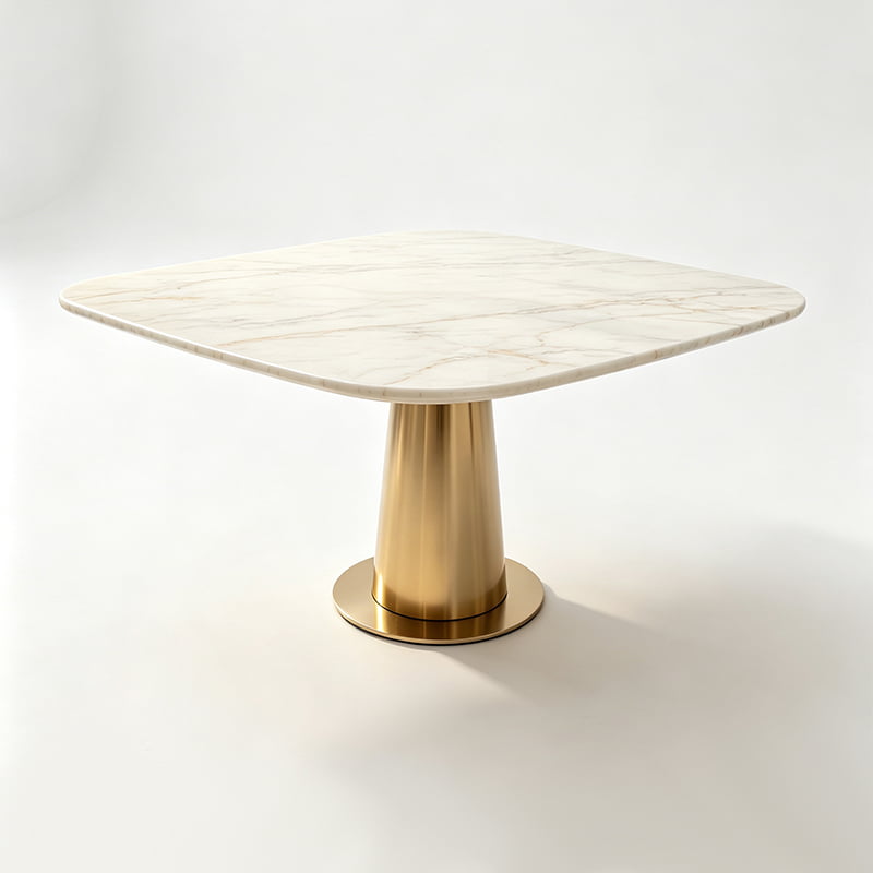 Stain-Resistant Square Marble Dining Table