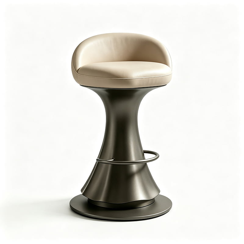 Contemporary Leather Pedestal Bar Stool