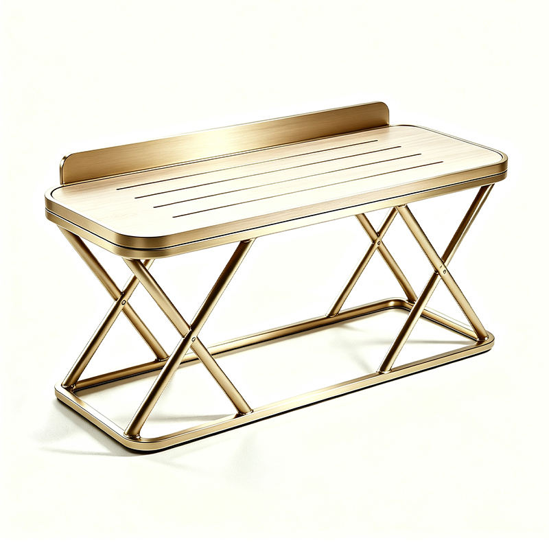 X-Frame Luggage Bench with Brushed Brass Base