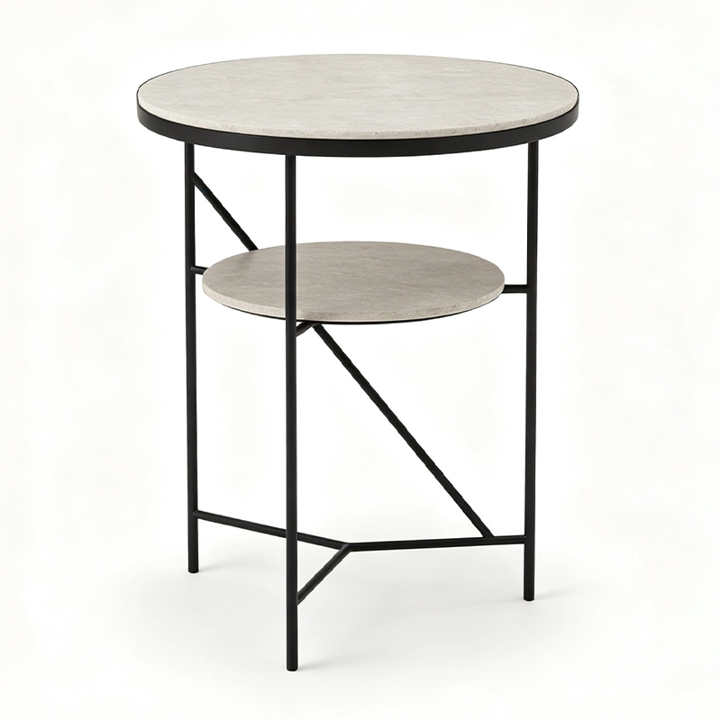 Adjustable Double-Layer Round Side Table