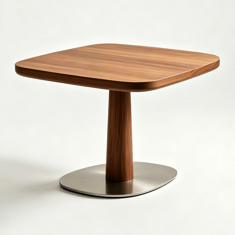 Anti-Tip Solid Walnut Pedestal Side Table
