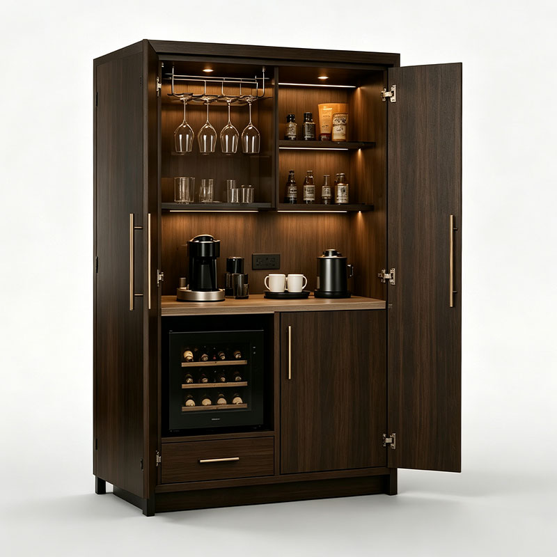 Full-Height Double-Door Built-In Mini Bar