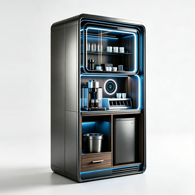 LED Dark Gunmetal Touch-Control Mini Bar Cabinet